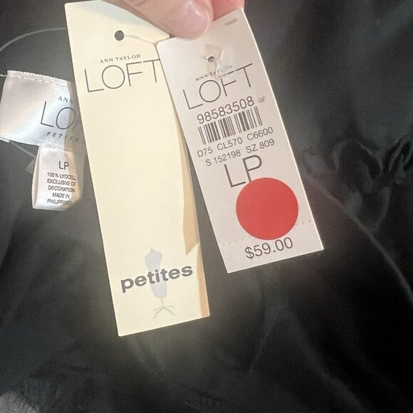 Ann Taylor Loft Petite Large Skirt Black Tiered Witchy Fairygoth Stretch NWT - Picture 6 of 7